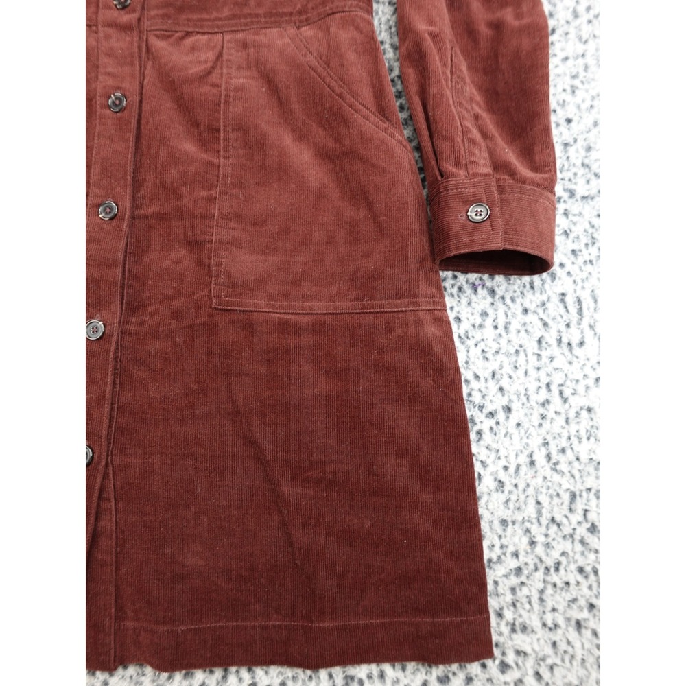UNTUCKit Cora Dress Womens 10 Brown Burgundy Corduroy Button Front 42166 - Picture 4 of 13